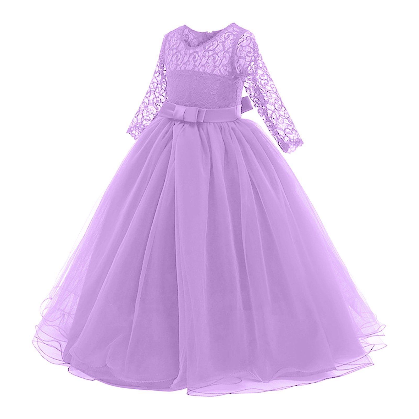 Eashery Girls Dress Girls Crew Neck Casual A-Line Swing Dress for School Party 4-14 Years Purple 11-12 Years